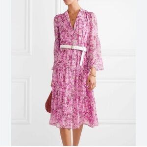 MICHAEL Michael Kors Pink Floral Dress with White Belt